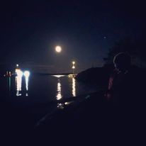 Ferry with Moon night