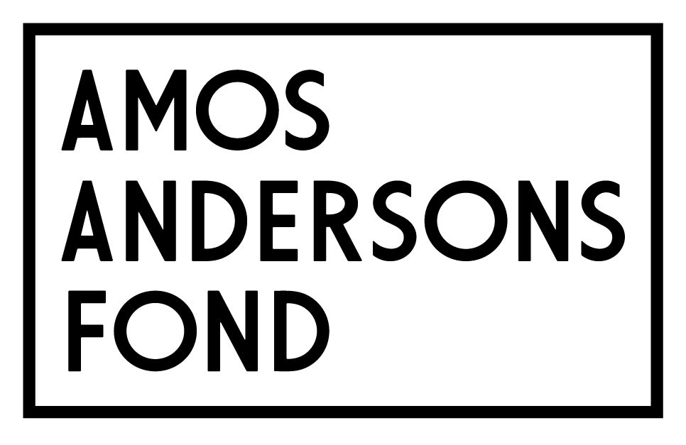 Black text reads "AMOS ANDERSON'S FUND" inside a black rectangular border on a light grey background.